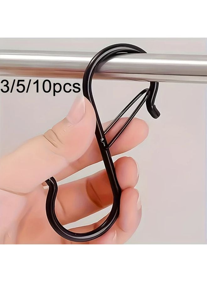 خطافات S معدنية ثقيلة سوداء 10 قطع مع مزلاج قفل آمن مقاوم للصدأ للتخزين - Image 2