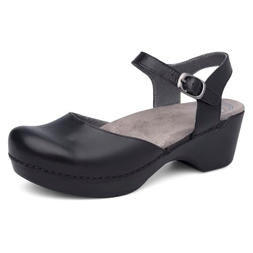 Dansko Sam Stylish Closed-Toe Sandal for Women - Lightweight with Added Arch Support - Durable PU Outsole for Long-Lasting Wear and Comfort Black Leather 5.5-6 M US - Image 1