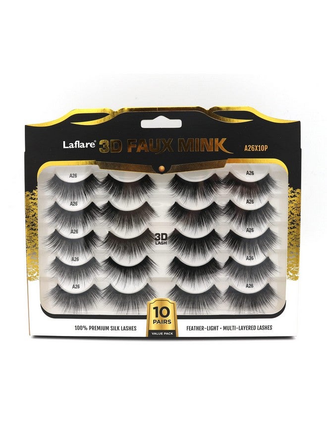 Laflare 10 Pairs 3D Faux Mink Eyelashes Light Natural Looking False Lashes Fluffy & Wispy Lashes.Pestañas Postizas (A26X10P) - Image 2