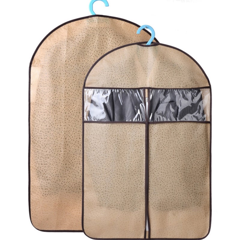 Dust Bag Window-opening Suit Clothes Dust Cover Transparent Clothes Cover Hanging Bag Coat Dust Bag Storage Beige 