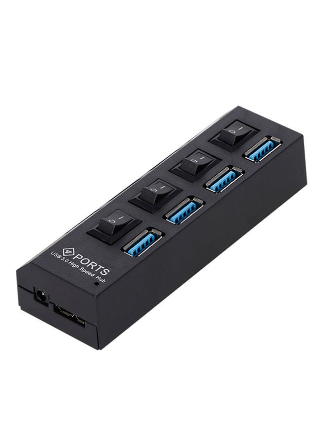 NIBEMINENT 4-Port USB Hub With Cable Black/Blue - Image 3