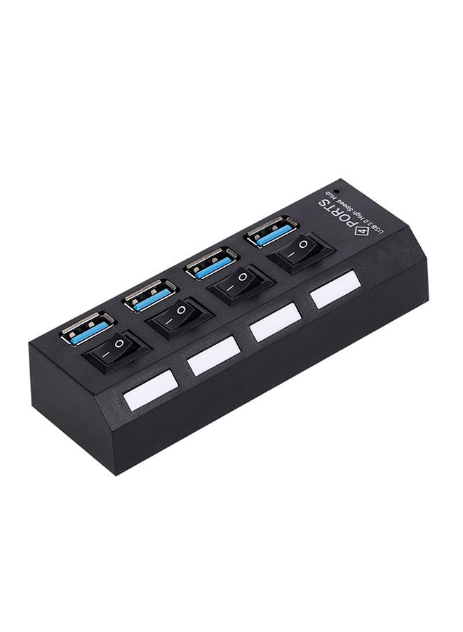 NIBEMINENT 4-Port USB Hub With Cable Black/Blue - Image 2