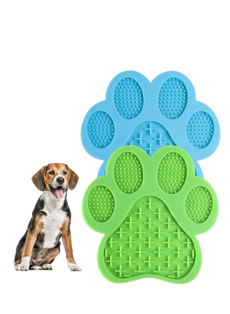 إي سي في في وسادة لعق من السيليكون من ECVV للحيوانات الأليفة، طعام بطيء مضاد للاختناق مع أداة كوب شفط، لتشتيت انتباه الكلب والقطط والحيوانات الأليفة أثناء الاستحمام، عبوة من قطعتين من مخالب القطط باللونين الأخضر والأزرق، - Image 1