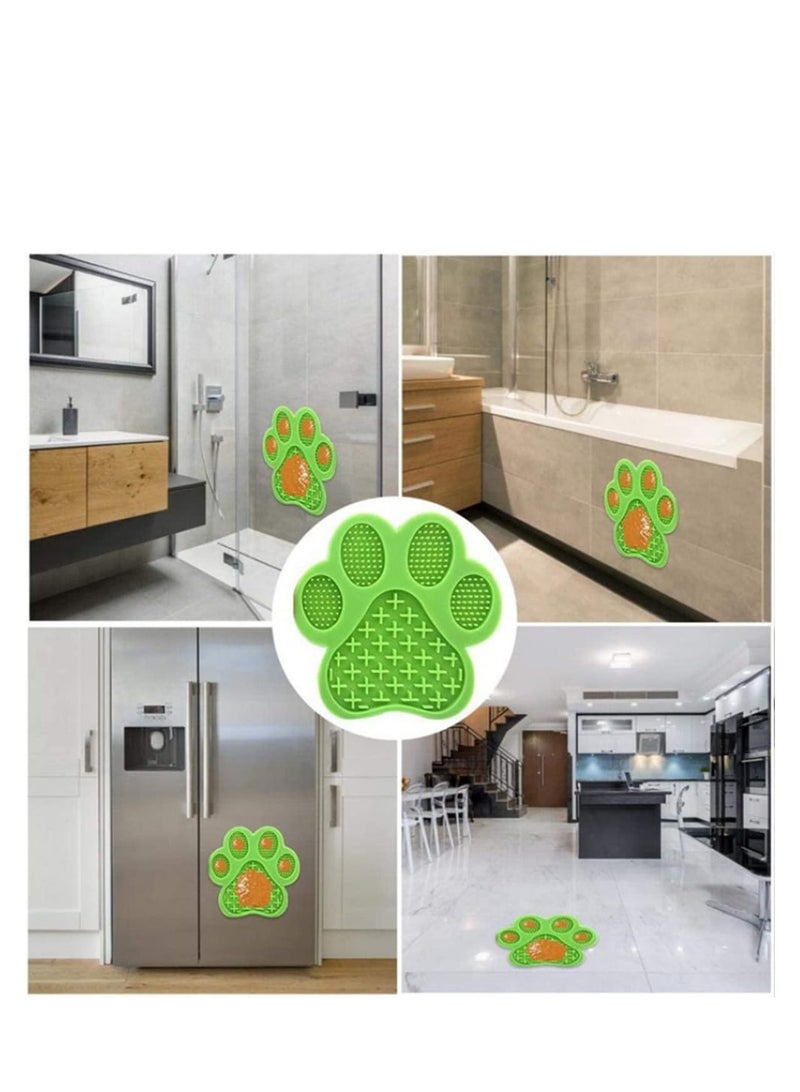 إي سي في في وسادة لعق من السيليكون من ECVV للحيوانات الأليفة، طعام بطيء مضاد للاختناق مع أداة كوب شفط، لتشتيت انتباه الكلب والقطط والحيوانات الأليفة أثناء الاستحمام، عبوة من قطعتين من مخالب القطط باللونين الأخضر والأزرق، - Image 4