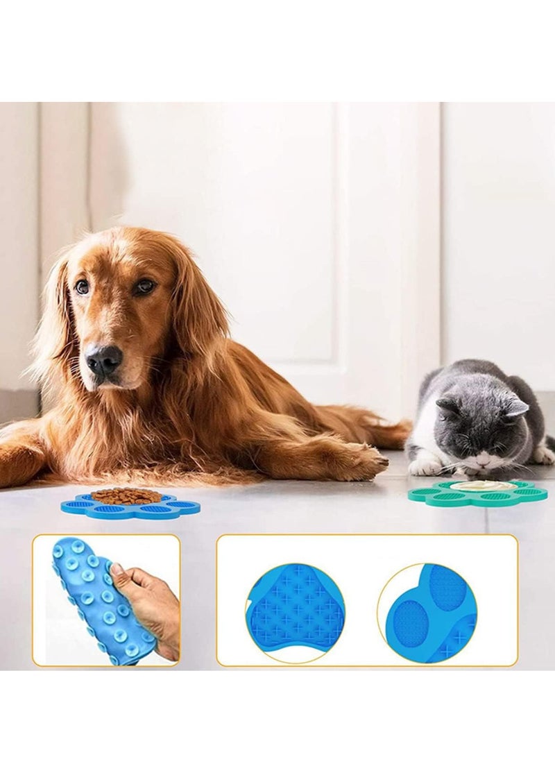 إي سي في في وسادة لعق من السيليكون من ECVV للحيوانات الأليفة، طعام بطيء مضاد للاختناق مع أداة كوب شفط، لتشتيت انتباه الكلب والقطط والحيوانات الأليفة أثناء الاستحمام، عبوة من قطعتين من مخالب القطط باللونين الأخضر والأزرق، - Image 3