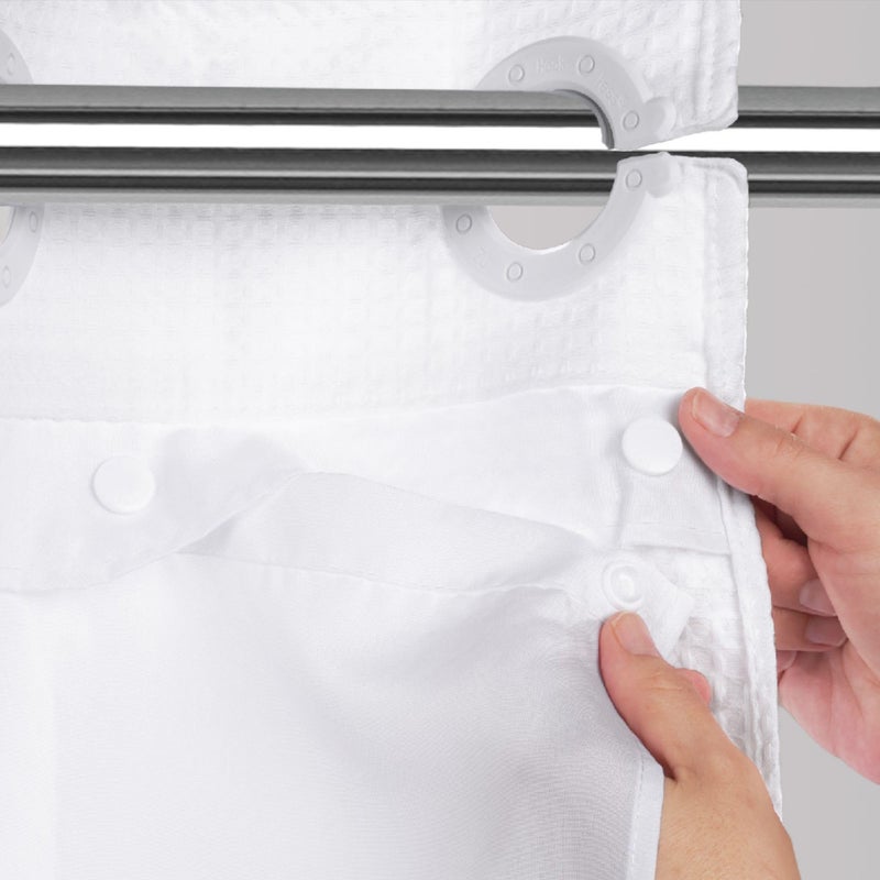 Hookless It's A Snap! Polyester Fabric Snap-in Replacement Shower Curtain Liner with Magnets for Hookless Curtain with Sheer Window, 70" x 54", Water-Repellent, Easy Install, White - Image 2