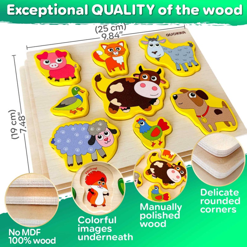 Quokka Wooden Puzzles For Toddlers 2-4 - Chunky Matching Puzzles Set -Toddler Montessori Animal Toys With Jumbo Animals Toddler Puzzles Ages 1-3 I Fsc Certified Wood - Image 4