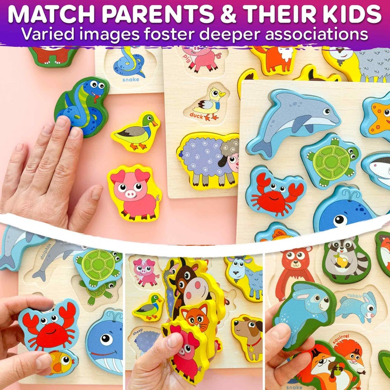 Quokka Wooden Puzzles For Toddlers 2-4 - Chunky Matching Puzzles Set -Toddler Montessori Animal Toys With Jumbo Animals Toddler Puzzles Ages 1-3 I Fsc Certified Wood - Image 3