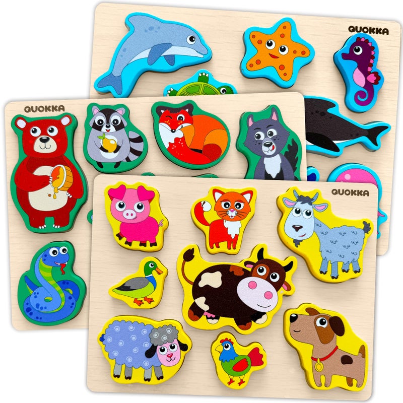 Quokka Wooden Puzzles For Toddlers 2-4 - Chunky Matching Puzzles Set -Toddler Montessori Animal Toys With Jumbo Animals Toddler Puzzles Ages 1-3 I Fsc Certified Wood - Image 1