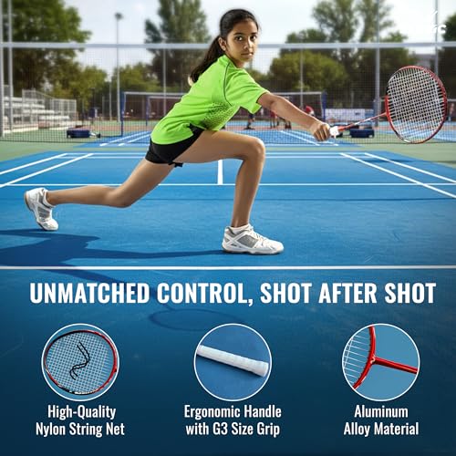 Slovic Badminton Racket for Men & Women | Lightweight Racket with Nylon String Net & Cover | Ergonomic Handle with G3 Size Grip (Aluminium Racket) - Image 4