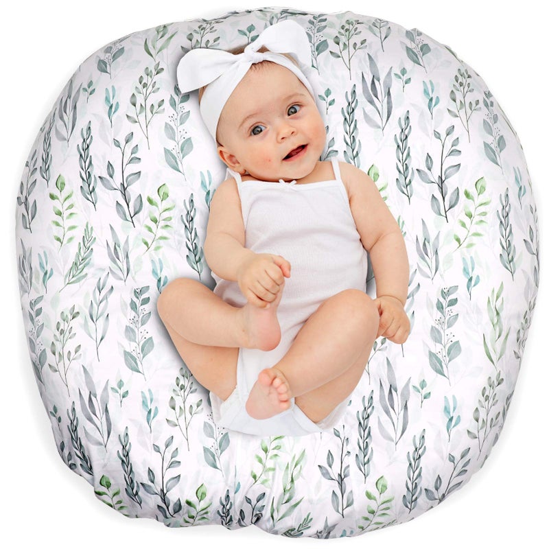 DILIMI Newborn Lounger Cover, Removable Baby Lounger Cover, Ultra Soft Comfortable Slipcover for Infant Lounger Pillow, Green Leaf - Image 1