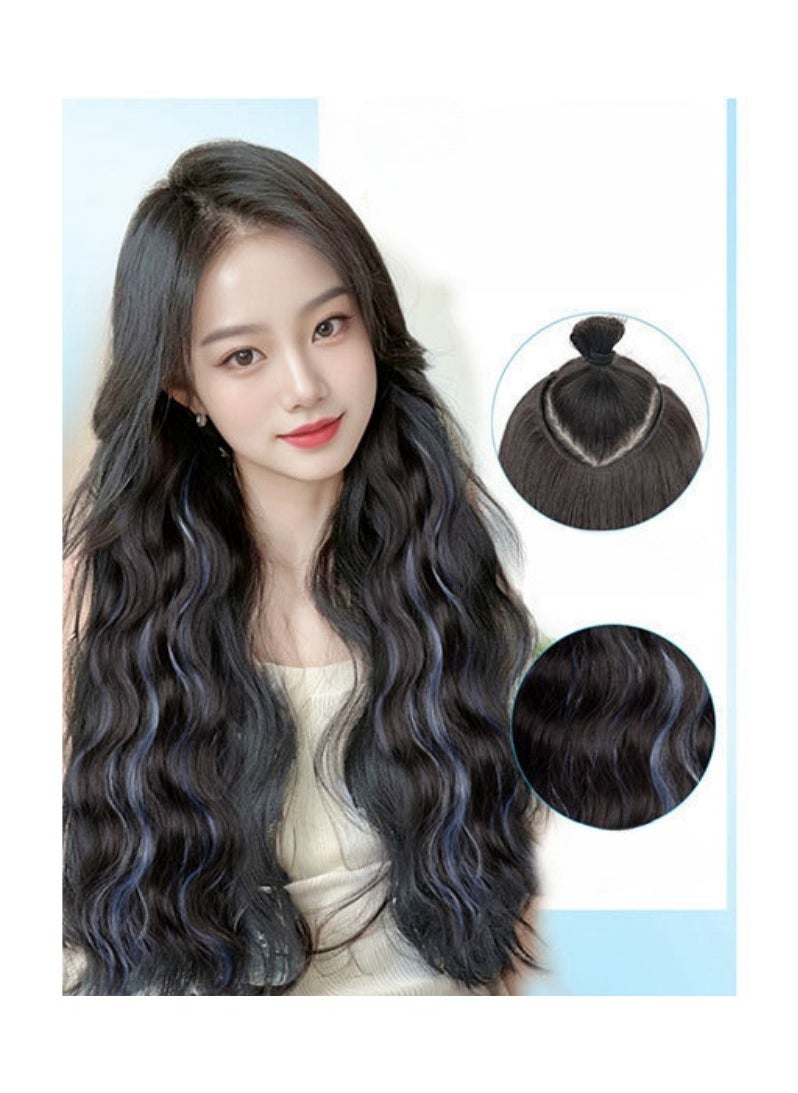 EBMINI New Water Ripple Curly Hair Dyed V-Shaped Wig Piece  - Image 3