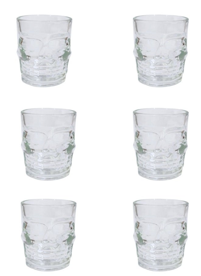 Set Of 6 Skull Design Mugs, 50ml Capacity, For Hot And Cold Drinks, Freezer Safe, Skull Embossed Design