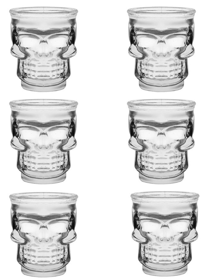 Set Of 6 Skull Design Mugs, 50ml Capacity, For Hot And Cold Drinks, Freezer Safe, Skull Embossed Design