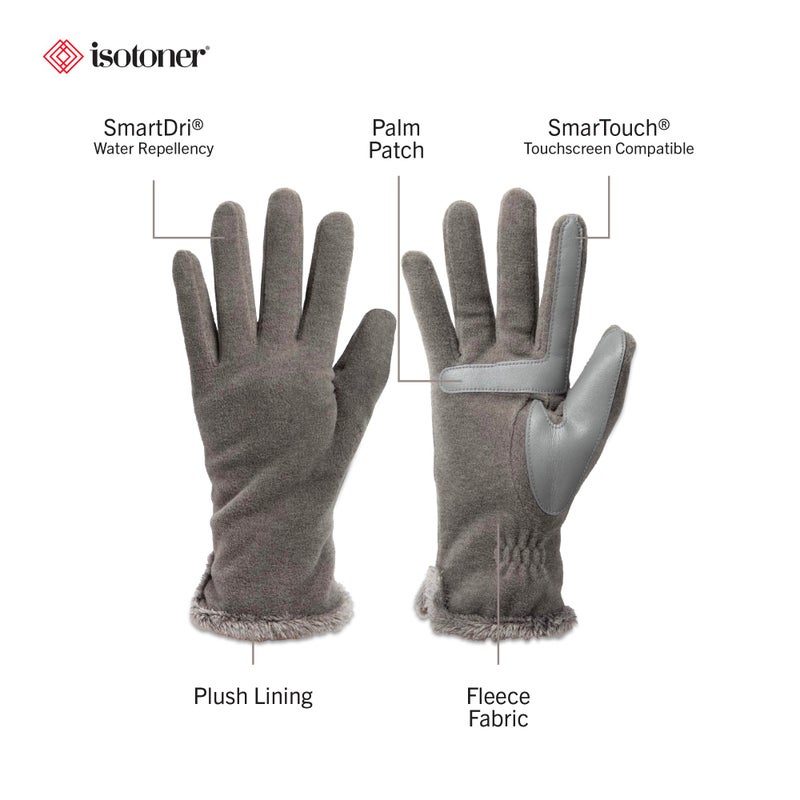 isotoner Womens Stretch Fleece Touchscreen Texting Cold Weather Gloves with Warm, Soft Lining, Smartdri Heather Grey, One Size - Image 2