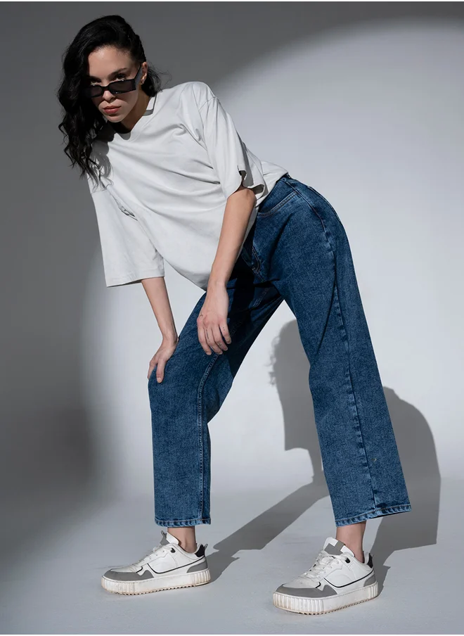 هوبرهولمي High Rise Mid Wash Regular Fit Jeans