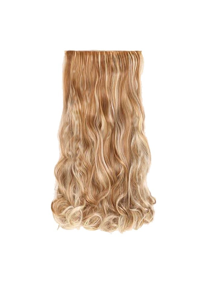 إستيل Estelle كامل الرأس قطعة واحدة طويلة مستقيمة ومموجة من الألياف المقاومة للحرارة، وصلة شعر 5 مقاطع مجعدة من البلاستيك مناسبة للنساء والفتيات مموج الجسم 27h613 - Image 2