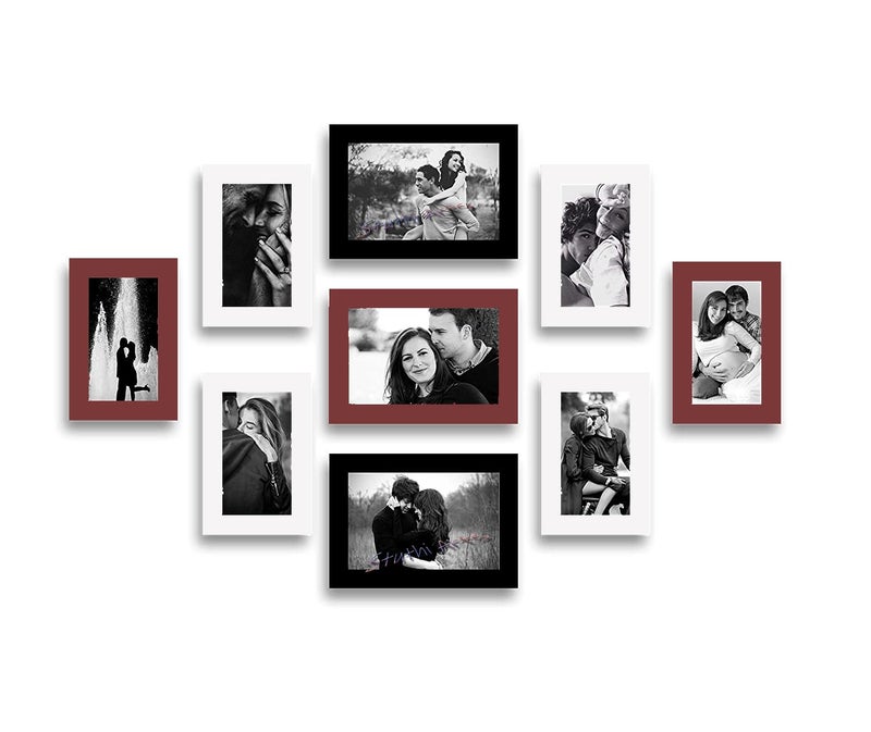Stuthi Arts Wood MDF Photo Frame With Glass (9 Photos) Wall Mount, Rectangular, 5 x 7 inches (3 pieces), 4 x 6 inches(6 pieces) (White Black & Brown) - Image 5