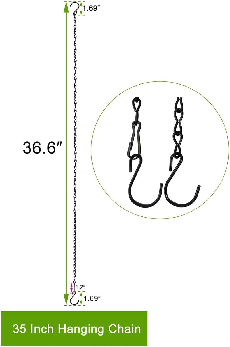 Sersberg Chain for Hanging Plants,35 Inch Black Hanging Basket Chain Kits with Hooks for Bird Feeder Hanging Plant Extender Porch Wind Chime (Black, 35 Inch-2PCS) - Image 1
