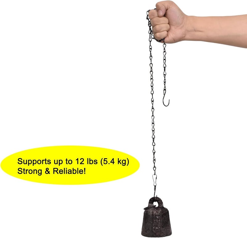 Sersberg Chain for Hanging Plants,35 Inch Black Hanging Basket Chain Kits with Hooks for Bird Feeder Hanging Plant Extender Porch Wind Chime (Black, 35 Inch-2PCS) - Image 2