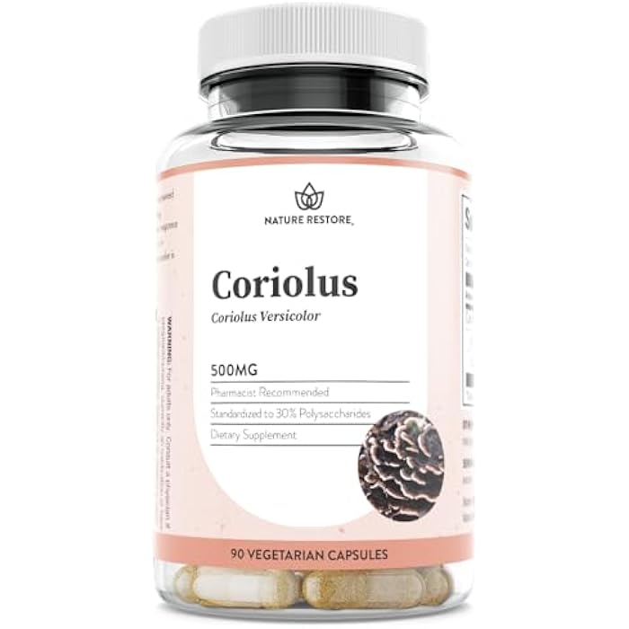 Nature Restore Coriolus Versicolor Mushroom Extract Supplement, 30 Percent Polysaccharides, Non GMO, Gluten Free, 90 Capsules, Original Turkey Tail Mushroom Supplement - Image 1