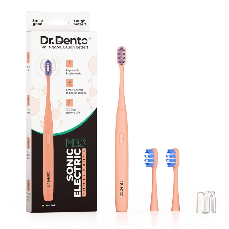 Dr.Dento Neo Sonic Electric Toothbrush | Soft Dupont Bristles | Sonic Vibrations | Unisex Adults | 2 Brush Heads & 1 Cover | 120 Days Battery Life | Eco-Friendly & Ergonomic Design - Image 1