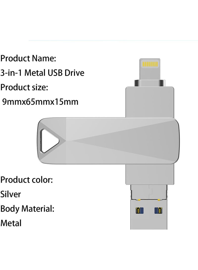 INSIJAM Flash Drive 1Tb Dual Drive 3 in 1 Type-c Thumb Drive USB Stick for Smartphones MacBook PC Tablets for Photos Videos Documents - Image 3