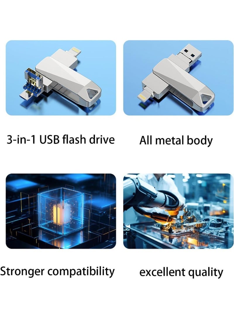 INSIJAM Flash Drive 1Tb Dual Drive 3 in 1 Type-c Thumb Drive USB Stick for Smartphones MacBook PC Tablets for Photos Videos Documents - Image 4