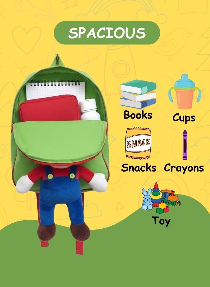 بريميم حقيبة ظهر ماريو ثلاثية الأبعاد للأطفال - حقيبة مدرسية ناعمة محشوة بشخصية سوبر ماريو، حقيبة ظهر خفيفة الوزن لمرحلة ما قبل المدرسة ورياض الأطفال - Image 4