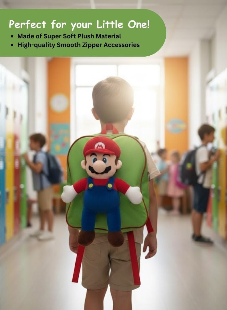 بريميم حقيبة ظهر ماريو ثلاثية الأبعاد للأطفال - حقيبة مدرسية ناعمة محشوة بشخصية سوبر ماريو، حقيبة ظهر خفيفة الوزن لمرحلة ما قبل المدرسة ورياض الأطفال - Image 2