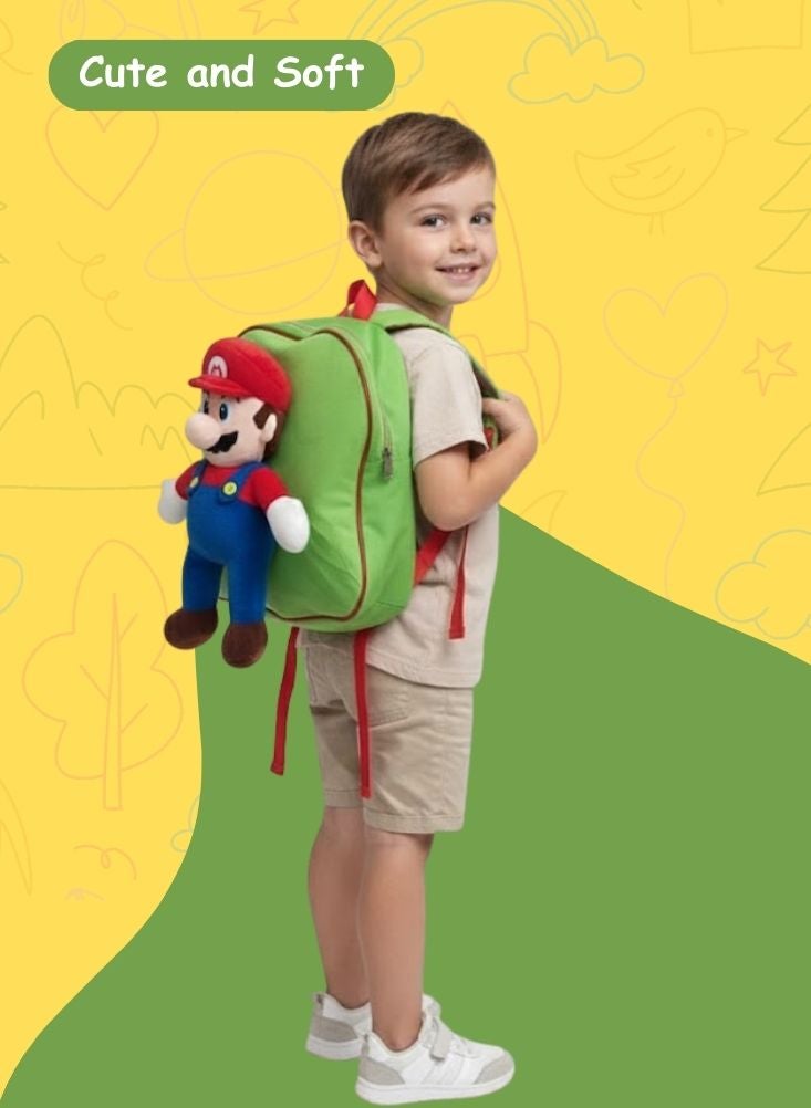 بريميم حقيبة ظهر ماريو ثلاثية الأبعاد للأطفال - حقيبة مدرسية ناعمة محشوة بشخصية سوبر ماريو، حقيبة ظهر خفيفة الوزن لمرحلة ما قبل المدرسة ورياض الأطفال - Image 3