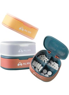 VINI Pill Organizer Portable Pill Case Small Pill Box for Purse or Pocket Daily Pill Box Organizer 4 Times a Day for Vitamins Medicine Supplement (3 PCS) 