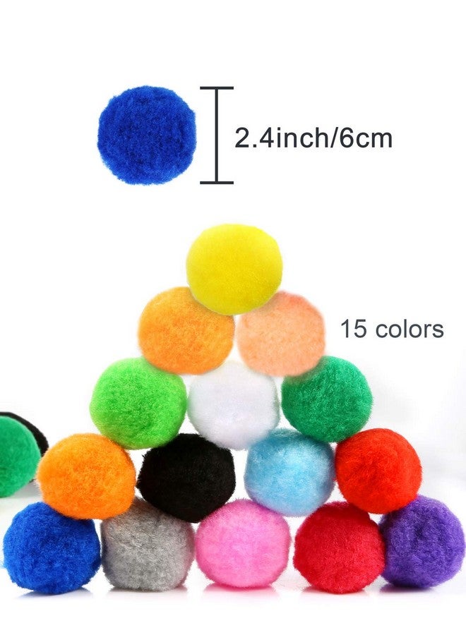 Pllieay 30pcs 15 Colors 2.4 Inch Very Large Assorted Pom Poms Arts and Crafts for DIY Creative Crafts Decorations, Water Balloons Outdoor Water Toys - Image 3