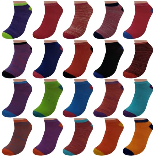 BRIGHT STAR Women's Low Cut Ankle Socks - 20-Pair | Soft & Comfortable Athletic Socks, Durable Polyester Blend, Machine Washable, Stylish Sock Pack for All Seasons (Size 9-11) - Image 1