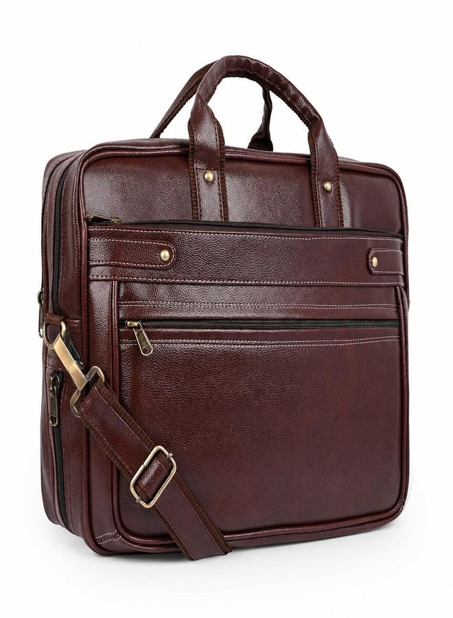 SAMTROH Vegan Leather Laptop Messenger Bag, Briefcase for Work, Office Bag for Men (Brown) - Image 1
