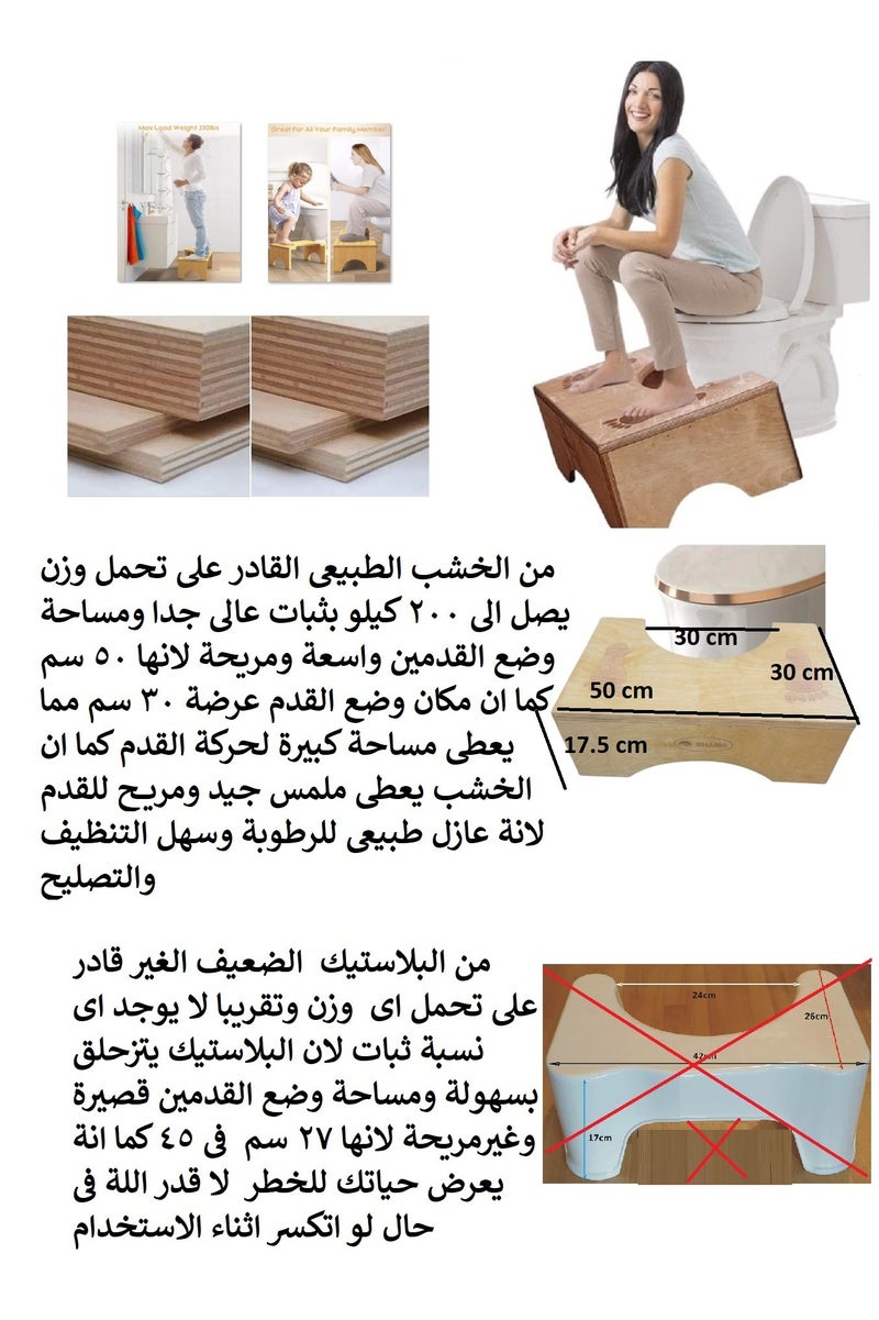 مسند قدم لعلاج الم القولون  + صمام مانع للروائح الكريهة والرائحة الكريهة في الحمام - Image 3