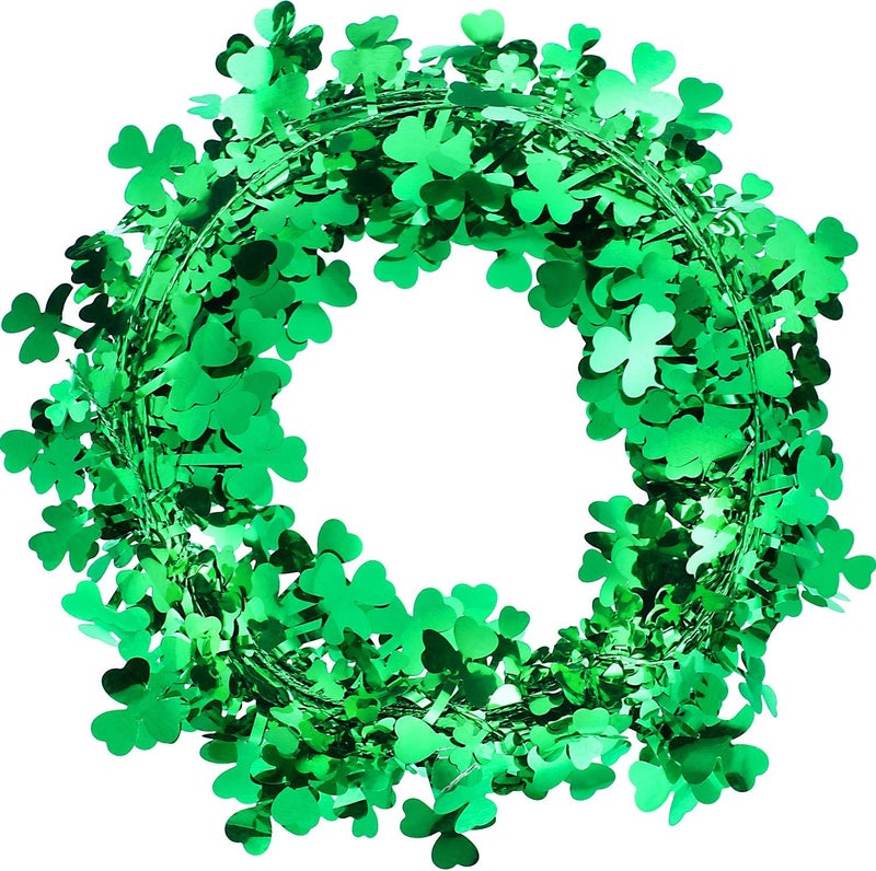 Jovitec 328 ft St Patricks Day Wreath Shamrocks Wire Wreath Decorations Green Irish Saint Patty Party Decorations for Front Door Home Garden Party328 ft 10 Meters - Image 1