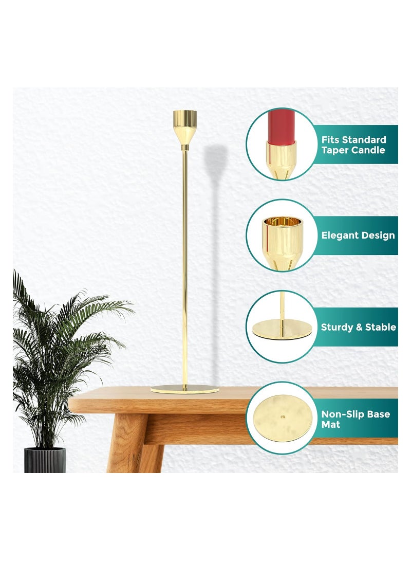 Candlestick Holders for Taper Candles Set of 3 Taper Candle Holders for Candlesticks Ideal for Home Décor Wedding Birthday Party Date Night Dinning or Other Special Occasions (Gold)  - Image 5
