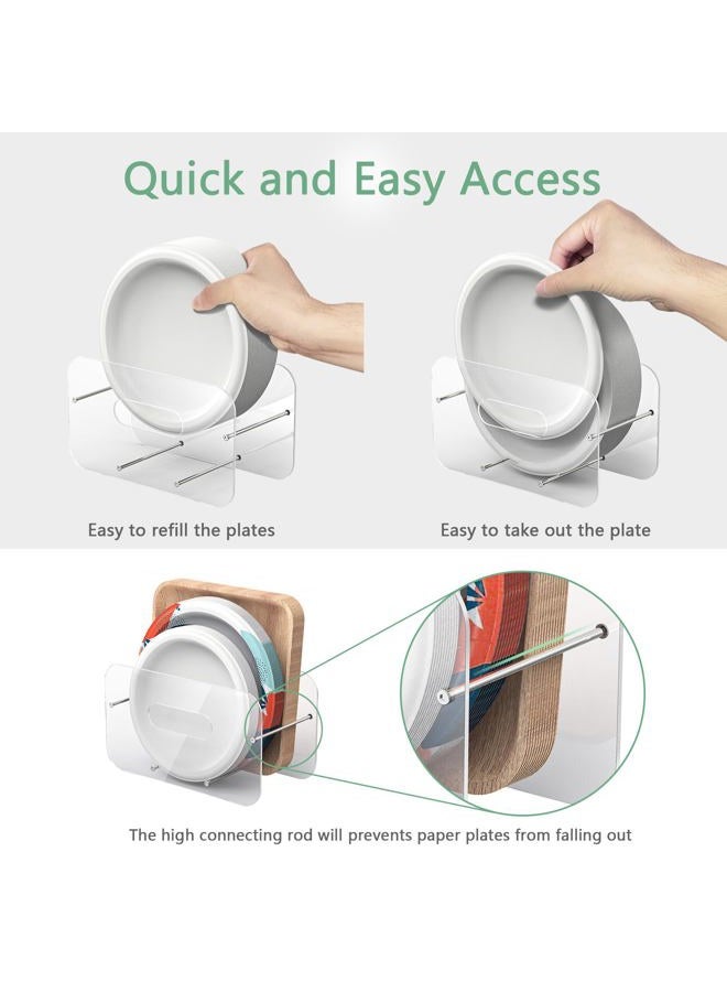 TOWARDFUN Paper Plate Dispenser for Round/Square 7-12 Inch Paper Plates, Space-Saving Plastic, Foam and Paper Plate Holder, Acrylic Paper Plate Organizer for Countertop, Cabinet, Shelf or Outdoor Use - Image 4