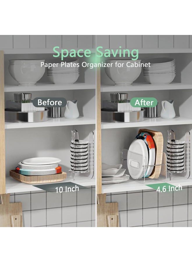 TOWARDFUN Paper Plate Dispenser for Round/Square 7-12 Inch Paper Plates, Space-Saving Plastic, Foam and Paper Plate Holder, Acrylic Paper Plate Organizer for Countertop, Cabinet, Shelf or Outdoor Use - Image 2