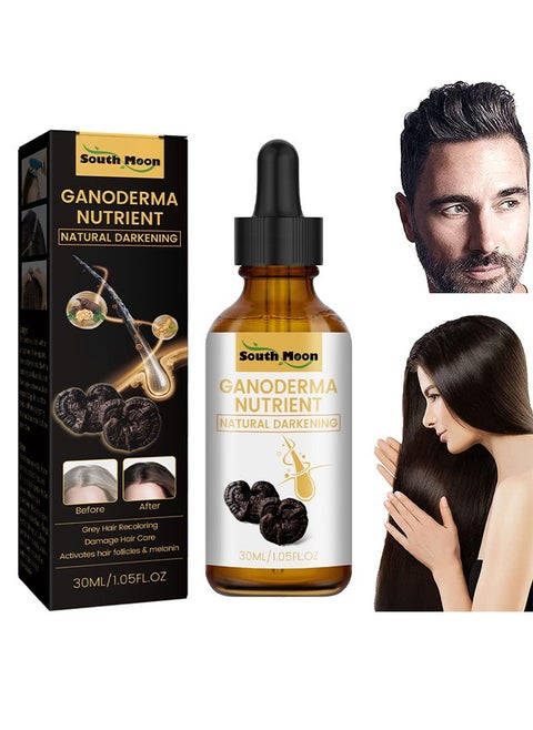 Anti-Greying Hair Serum, Dark Anti Graying Hair Serum For Men and Women, Ganoderma Nutrient Natural Darkening, Promoting Healthier And Thicker Hair
