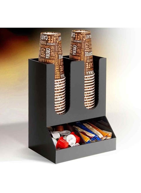 Acrylic Paper Cup Holder, 4 Compartments Coffee Cup and Lid Storage Organizer Holder for Coffee Condiments And Cups