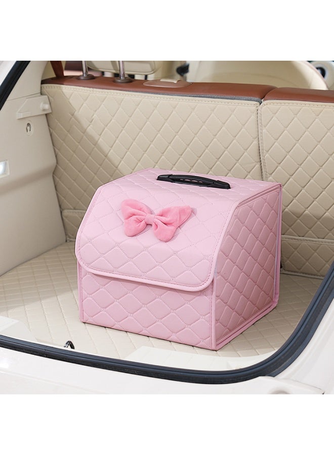 1pcs Cute Large Capacity Car Trunk Organizer, Foldable Storage Box For Car,Collapsible Bag Storage With Handles，Pu Sundry Items Storage Box，Car Accessories - Image 1