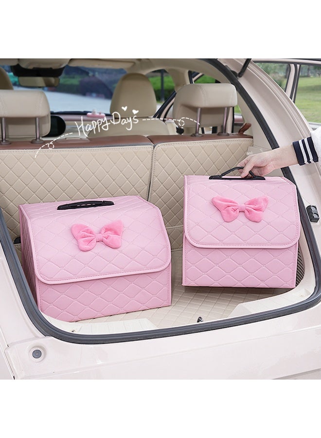 1pcs Cute Large Capacity Car Trunk Organizer, Foldable Storage Box For Car,Collapsible Bag Storage With Handles，Pu Sundry Items Storage Box，Car Accessories - Image 5