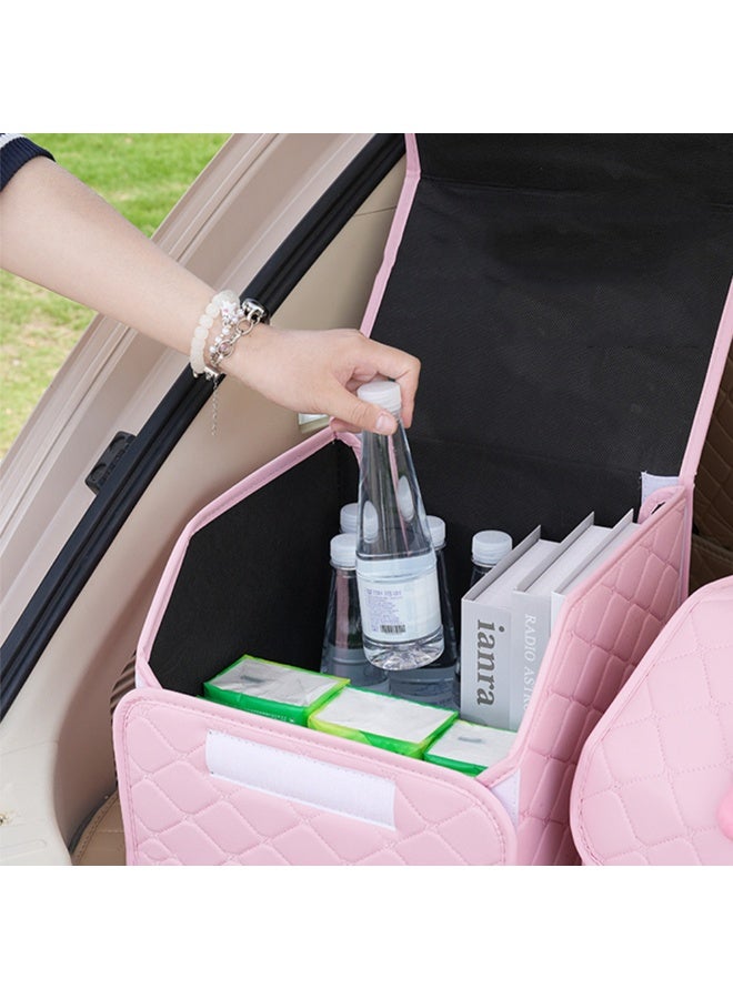 1pcs Cute Large Capacity Car Trunk Organizer, Foldable Storage Box For Car,Collapsible Bag Storage With Handles，Pu Sundry Items Storage Box，Car Accessories - Image 3