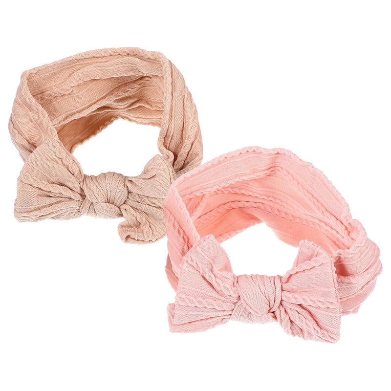 2Pcs Adjustable Nylon Hair Bows Soft Elastic Headbands For Newborn Party And Daily Wear - Image 1