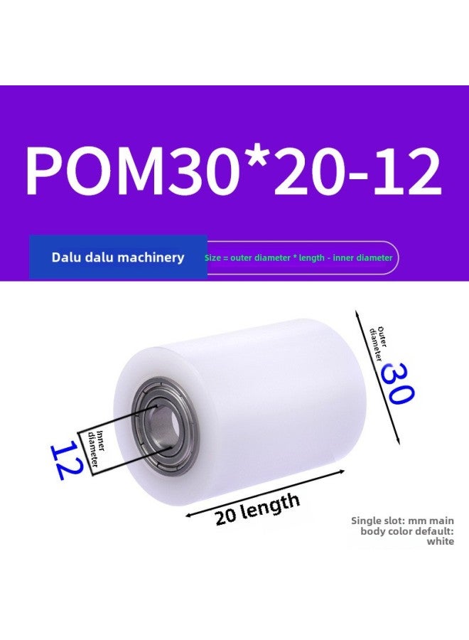 Mismi Plastic Coated POM Roller Double Bearing Pulley QAC72 Saigang Guide Wheel Unpowered 30 Roller Polyoxymethylene 20-Specifications:Green Pom30*20-12 - Image 1
