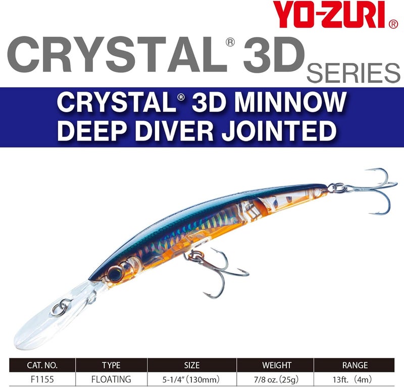 DUEL Yo-Zuri Crystal 3D Minnow Deep Diver Jointed Lure - Image 2