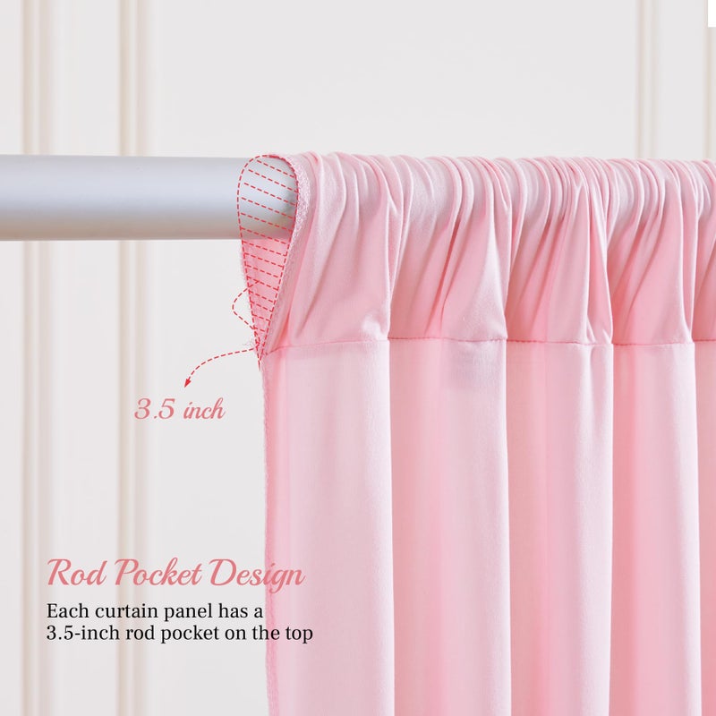 PARTISKY 8x10FT Baby Pink Backdrop Curtains for Wedding Parties, Wrinkle Free Polyester Photography Backdrop Drapes for Wedding Baby Shower Birthday Parties Stage Background Stand Decorations 4x10ft,2 Panels - Image 5