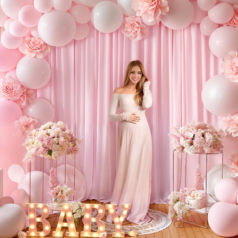 PARTISKY 8x10FT Baby Pink Backdrop Curtains for Wedding Parties, Wrinkle Free Polyester Photography Backdrop Drapes for Wedding Baby Shower Birthday Parties Stage Background Stand Decorations 4x10ft,2 Panels - Image 3